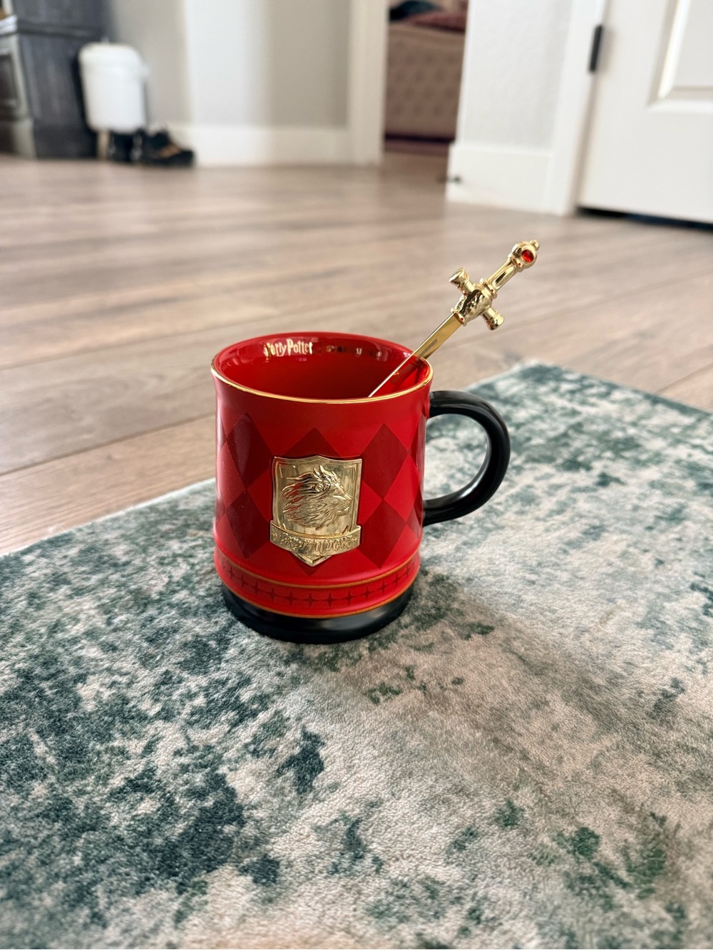 Starbucks Red and Black Gryffindor Crest Mug with Gold Accent Sword
